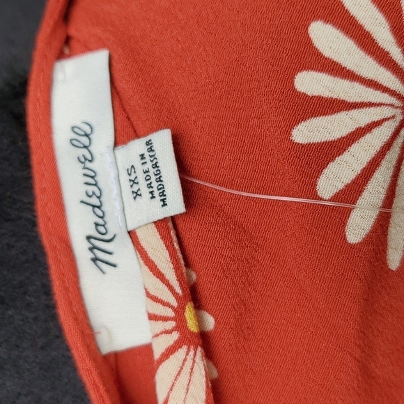 Madewell Top Chinch Wrap Tie Size XXS Flowers New Rust Cream - Picture 6 of 12